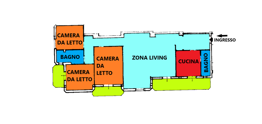 Planimetria di Ampio appartamento con tripla esposizione