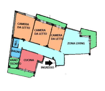 Planimetria di Ampio appartamento in centro