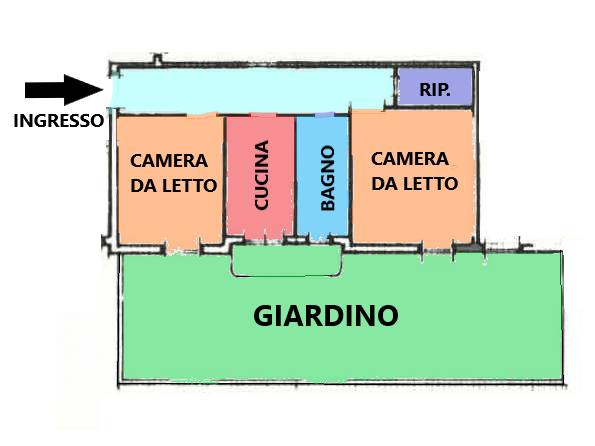 Planimetria di Appartamento a piano rialzato con giardino
