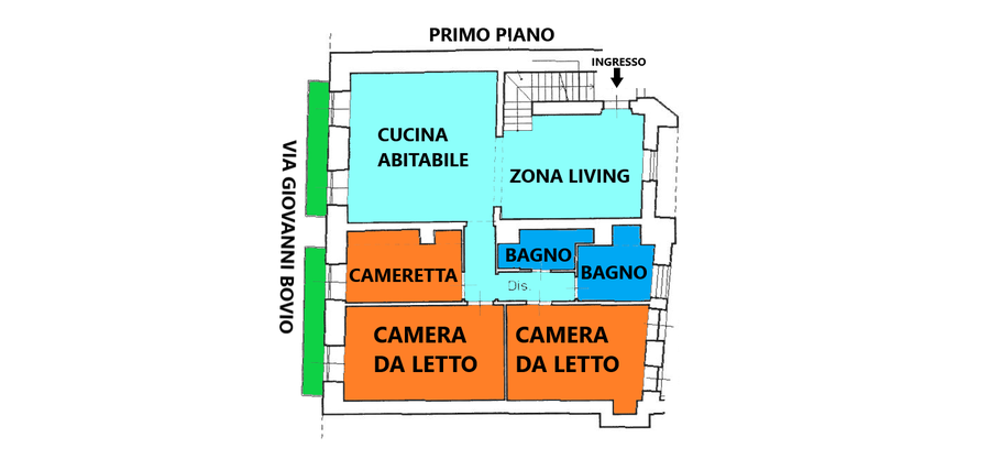 Planimetria di Appartamento ristrutturato con terrazza privata